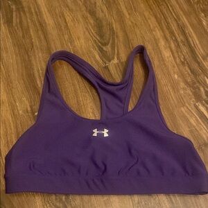 Under Armour Purple Sports Bra Racerback Moisture-Wicking - Medium